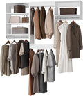 ROOMTEC Modular Closet System, 90" Closet Organizer with Hanging Rods, Wall-Mounted Wooden Tower for Walk-In Closets, Wardrobe Storage Kit, White