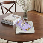 Vintage Decorative Tray Jewelry Tray Towel Tray Storage Tray Rings Necklace Bracelets Earrings Trays Cosmetics Jewelry Organizer Retro Design Bow Decor Resin Plate Coquette Room Decor (Purple)