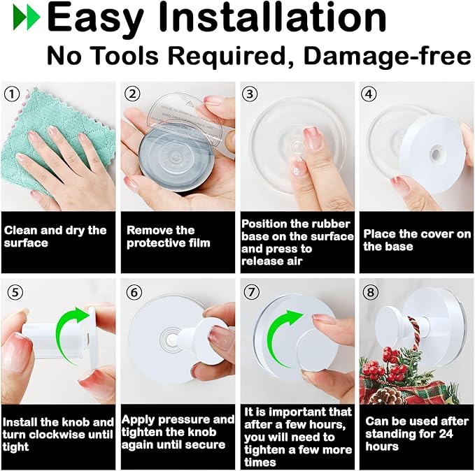White Garland Hanger, 22LB Strong Wreath Hangers for Front Door Easter Christmas Decorations Welcome Sign, Suction Cup Hooks for Wreaths on Glass Window Over The Door, Removable Wreath Door Hanger