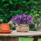 Artificial Faux Plants Flowers Outdoor Spring Summer Decoration, 12 Bundles Fake Silk Colorful Daisy Eucalyptus Realistic UV Resistant for Outside Home Planter Porch Patio Yard Decor (Purple)