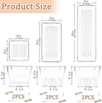 6 Pack Clear Drawer Organizer Set,Versatile Bathroom and Vanity Organizer Trays,Acrylic Drawer Storage Trays,Storage Bins for Makeup Jewelries,Cosmetics,Gadgets,Kitchen Utensils and Office