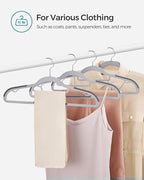 SONGMICS Pack of 30 Coat Hangers, Space-Saving Plastic Clothes Hangers, Non-Slip, 0.2 Inches Slim, 16.5 Inches Wide, 360° Swivel Silver Hook, Light and Dark Gray UCRP20G30