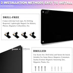 Black Magnetic Board,17.5" x 11.4" Magnet Bulletin Board to Display Magnetic Notes, Poetry, Photos, Suitable for Wall, Refrigerator, Cabinet etc, Come with 4 Pcs Dual Lock Tape and Screws