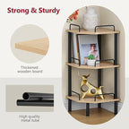 Tajsoon Corner Shelf Stand, 3 Tier Industrial Corner Shelves, Multipurpose Standing Display Shelf, Corner Shelving Unit for Bedroom, Living Room, Office, Kitchen, Natural
