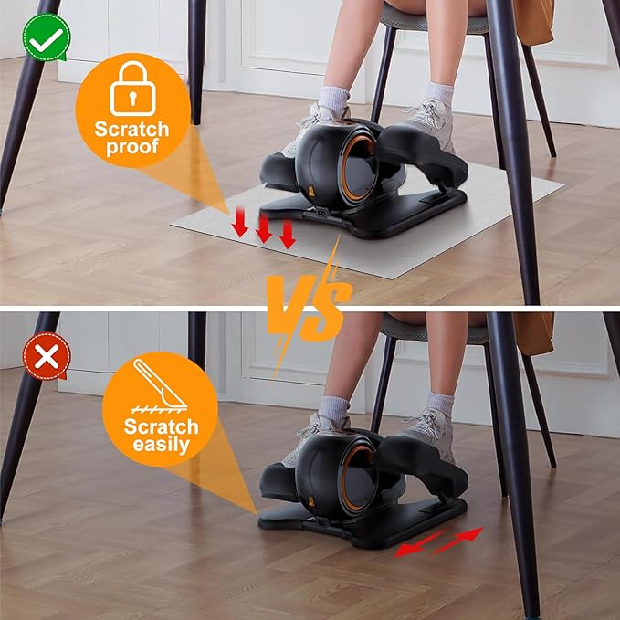 Elliptical Machine Non-Slip Mat, Apply to Under Desk Elliptical Peddler While Sitting, Perfect for Electric Seated Foot Pedal Exerciser, Enhanced Stability & Floor Protection (Black)
