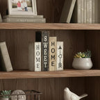 Lineshading 4 Pcs Farmhouse Table Decor Wooden Books Home Sweet Home Tiered Tray Decor Rustic Wood Block Sign Housewarming Gifts Neutral Centerpiece Farmhouse Stacked Decoration for Shelf Mantle