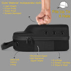Hard baseball hat case, Hat Carrier Travel Case with Adjustable Shoulder Strap, Hat cap case for 6 Baseball Caps - Perfect for Traveling & At-Home Storage (Black with Blue)