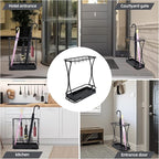18 Slot Umbrella Stand with 10 Hooks – Heavy Duty Metal Indoor Umbrella Rack Holder with Removable Drip Tray – Large Commercial Entryway Organizer for Office, Lobby or Home