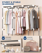 Mavivegue Portable Closet, 50 Inch Wardrobe Closet, Portable Closets for Hanging Clothes with 3 Hanging Rods and 6 Storage Shelves for Bedroom, Gray