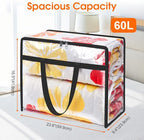 Clear Clothes Storage Bags, 6 Pack Closet Organizers and Under Bed Storage Containers, Foldable Moving Bags with Zippers for Comforter, Blanket, Bedding, Duvet, PVC Packing Bags 60L