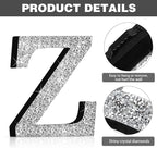 Qunclay 12'' Silver Crystal Diamond Bling Letters Crushed Diamond Decoration Wooden Glitter Letter with Screw and Hooks Rhinestone Gift for Wedding Y2k Mcbling Bedroom Wall Decor (Letter Z)