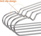 OIKA 30 Pack Heavy Duty Stainless Steel Hangers, Space-Saving Silver Clothes Hangers for Coats, Dresses, Shirts, Slacks with Non-Slip Groove Design, Ideal for Closet/Dorm/Laundry/Outdoor Use
