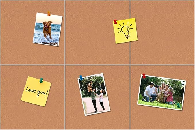 Square Felt Cork Bulletin Board Tiles, Self Adhesive DIY Felt Pin Board for Wall 30" x 20" with 35 Pushpins for Office School Home Wall Decor Stickers Memos Photos Display (Deep Camel)