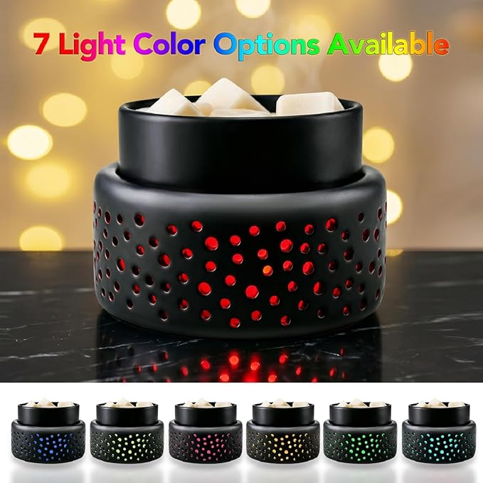 VICTORIA AROMA Cearmic Wax Melt Warmer - 7 Colors Changing LED Light Candle Wax Warmer for Scented Wax, Electric Fragrance Wax Melter for Home, Office, Bedroom Decor, and Gifts