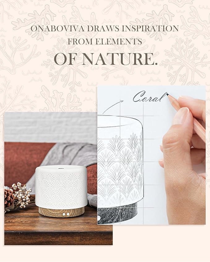 Essential Oil Diffuser, 280ml Ceramic Aromatherapy Diffuser for Large Room, 2.4MHz Ultrasonic Cool Mist Diffuser Oil Machine, Quiet & Intelligent Aroma Diffuser for Home Office SPA Yoga