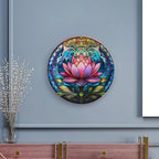 Boho Water Lily Stained Glass Print Decorative Plates Home Decor Ceramic Plates, Dinner Plates Display for Living Room, Kitchen, Hallway Console Side Table, Presents for Lotus Lover, 7 Inch