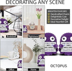 Mini Octopus Emotional Support Crochet with Funny Card, Birthday Gifts for Friends Besties Colleague Purple Octopus Home Office Desk Decor