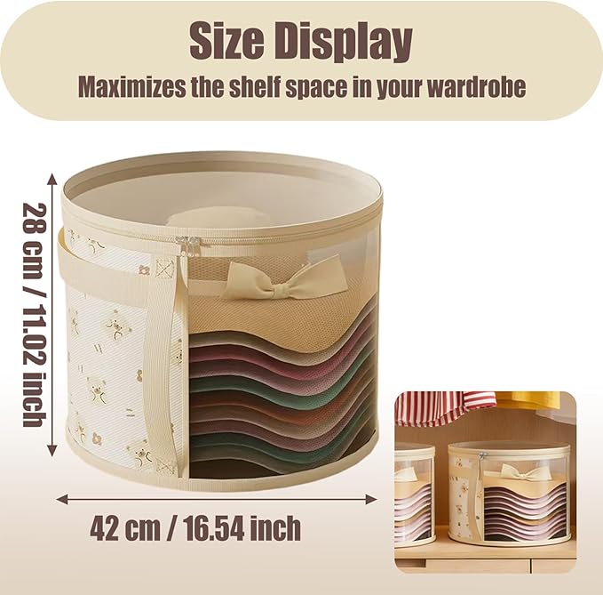 Storage Box Bear Pattern Hat, 7-Cap Capacity, Clear Window, Foldable with Carrying Handles