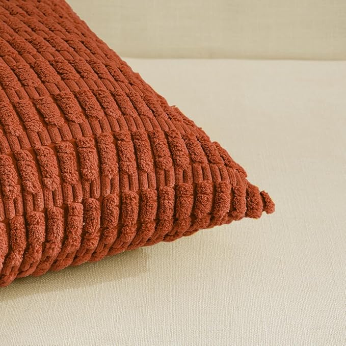 Fancy Homi 4 Packs Decorative Throw Pillow Covers for Living Room Couch Bed, Modern Farmhouse Boho Home Décor Accent Cushion Case, 14" x 14", Burnt Orange