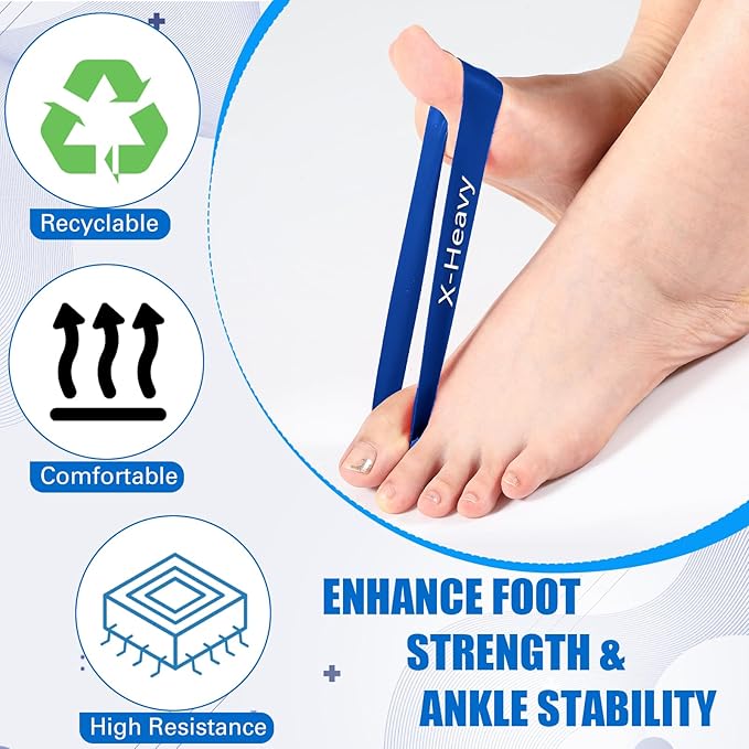 Set of 5 Toe Stretcher Band Separator Spacer Bunion Correction Hallux Valgus Alignment Foot Stretcher Straightener Resistance Loop Yoga Exercise Foot Care with Carry Bag(Blue)