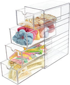 Clear Acrylic 4 Drawers Storage Organizer for Hair Accessories Organizing Stackable Containers Box for Cosmetics Jewelry Stationery Storage Organization Drawers Set (Acrylic 4 drawers)