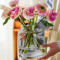 7 Inch Tall Vases for Flowers, Large Glass Vase for Centerpieces, Clear Glasses Home Decor Modern Jarrones Decorativos for Wedding Living Room Dining Table (Gray)