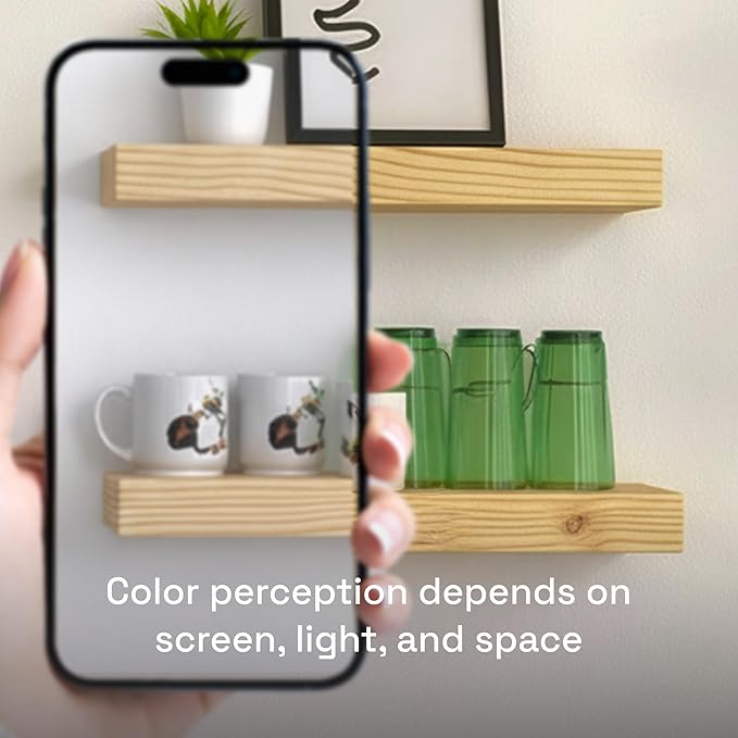 BAOBAB WORKSHOP Solid Wood Floating Shelves for Wall 12 Inch Wide, Small Wooden Shelf Bathroom, Light Oak Floating Shelves for Room Wall Mounted Kitchen Farmhouse, Natural Wood, 12W × 6.7D, Set of 2