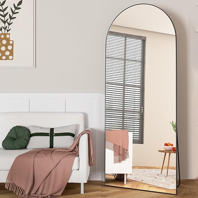 Full Length Mirror 71"x25" Arch Mirror Floor Mirror with Stand Wall Mirror Black Arched Full Body Mirror Standing Hanging or Leaning Against Wall Bedroom Mirrors for Entry, Living Room