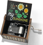 You are My Sunshine Music Box Cute Hand Crank Vintage Wood Engraved Music Boxes, Musical Gifts for Wife Mother Boyfriend Girlfriend Friend Birthday Christmas Anniversary Valentine's Day Mothers Day
