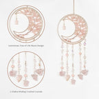 Pink Gemstone Dream Catcher 7 Chakras Tree of Life Moon Dream Catchers with Healing Crystal Stones Handmade Suncatcher Dreamcatcher Wall Decor for Adults Living Room,Bedroom,Garden,Bless Gift