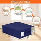 WOWBOX Sheet Organizers and Storage,Closet Bed Sheet Organizer Under Bed Storage and Organization with Label Cards & Clear Window for Bedding Sheets,Duvet Covers,Blankets (8 Pack，Blue)
