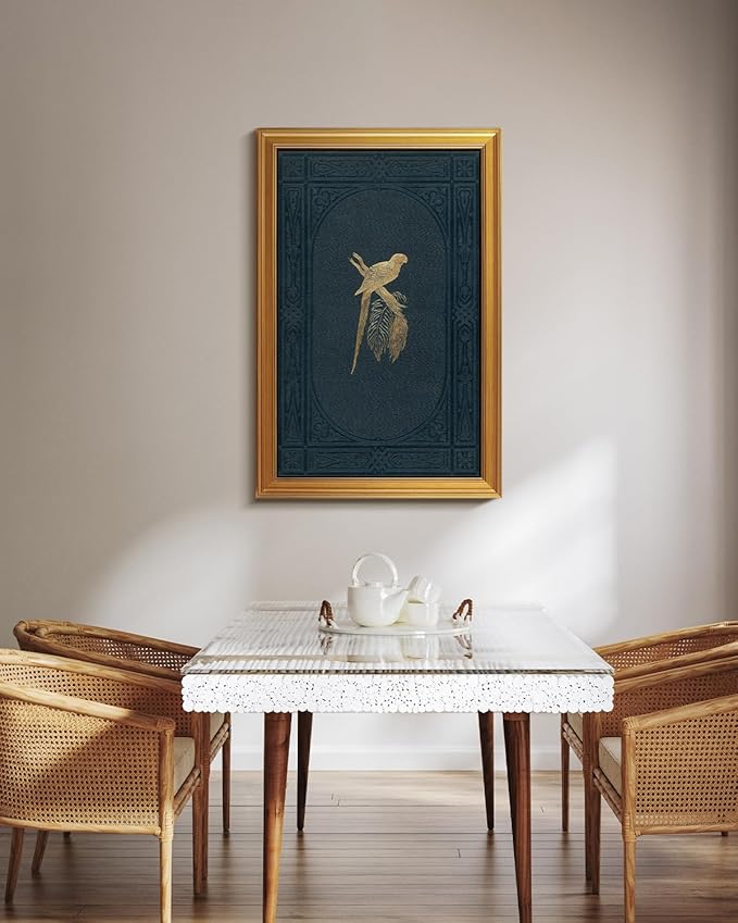 VIYYIEA Vintage Gold Framed Wall Art for Living Room, Macaw Canvas Prints Home Decor, Large Oil Painting Picture, Bedroom Wall Decor Gifts for Friends or Family -【Macaw】-(36L x 24W)