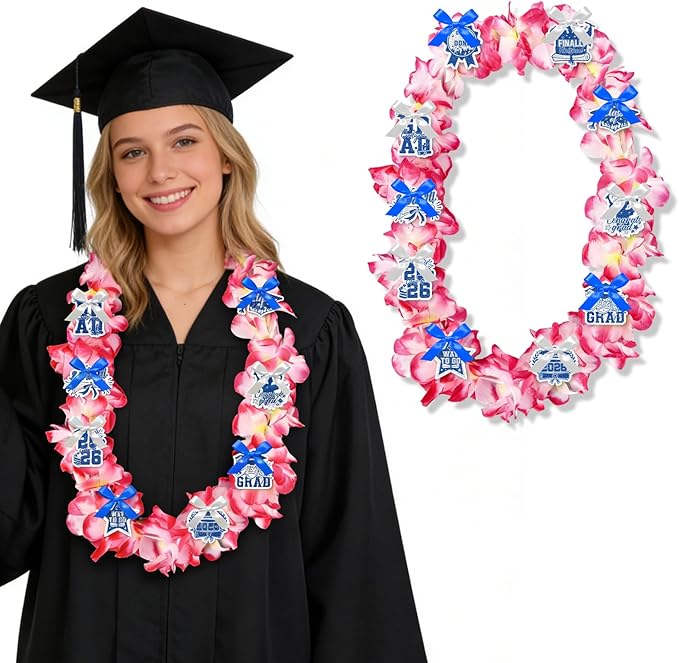 Leis for Graduation 2026, Artificial Flower Wreath with Cards Graduation Lays Gifts, Congrats Grad for High School