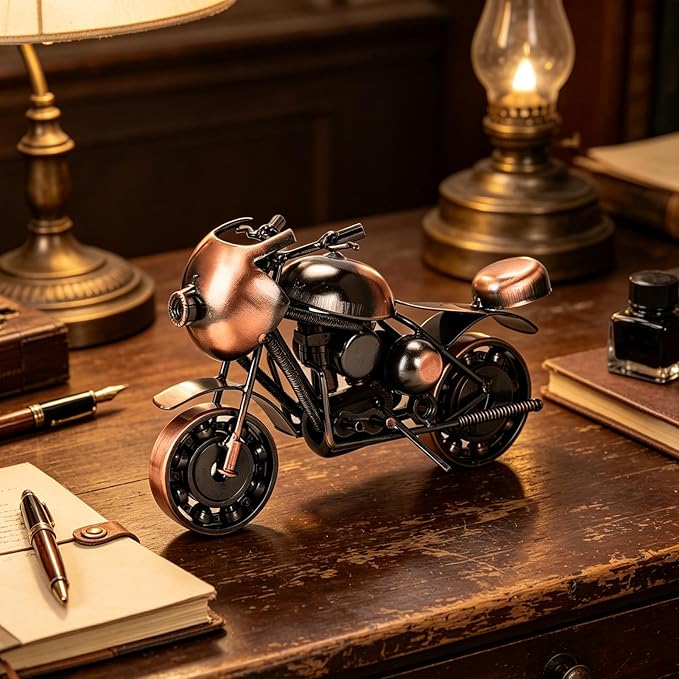 Metal Motorcycle Model - Collectible Moto Decor, Ideal Motorcycle Gifts for Men, Handcrafted Metal Replica for Study/Office/Living Room Decoration