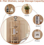 YUFAM 4-Tier Corner Shelf with Sturdy 5-Leg Base, Wooden Corner Bookshelf for Small Spaces, Corner Standing Shelf for Living Room, Bedroom, Bathroom, Natural