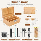 Large Bamboo Storage Box with Lock, Removable Tray, Glass Jars & Accessories, Elegant Wooden Household Organizer, Home Decor Gift Set