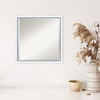 Amanti Art White Wall Mirror 22x22 Morgan White Blue Square Bathroom Mirror for Wall Decor Living Room, Medium Modern Wood Frame, Hangs Horizonally and Vertically, Bathroom Decor, Beveled Edge