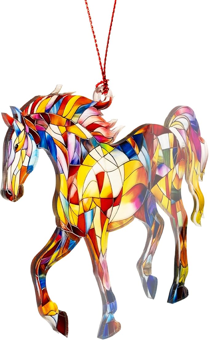 Christmas Ornaments 2026, Horse Ornament with Colorful Design, Horse Ornament for Christmas Tree, for Animal Lovers, Gifts for Horse Lovers, Artistic Tree Ornaments for Festive Decoration