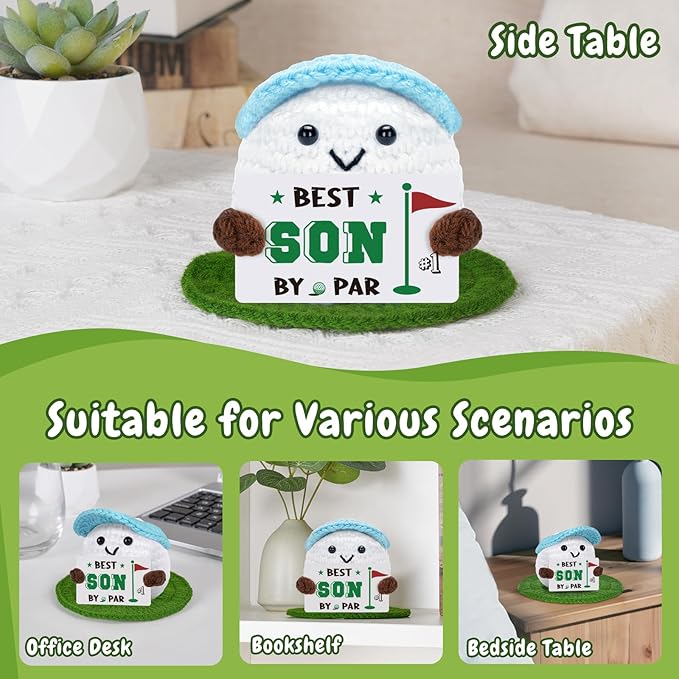 Golf Gifts, Positive Crochet Funny Golfers Presents for Son, Emotional Help Handmade Knitted Golf Themed Doll, Funny Gag Gifts for Golfer Son