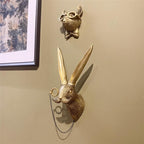 Animal Heads Wall Decor, Faux Rabbit Head, Resin Animal Wall Hanging Decoration for Living Room, Bedroom, Kitchen,Vintage Farmhouse Home Decor Gift, Rabbit