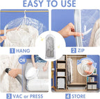 Hanging Vacuum Storage Bags, 6 Pack (53 x27.6 inch), Vacuum Seal bags for Clothing, Garment Storage for Coat, Jacket, Suits, Dresses, Closet Oragnization and Storage