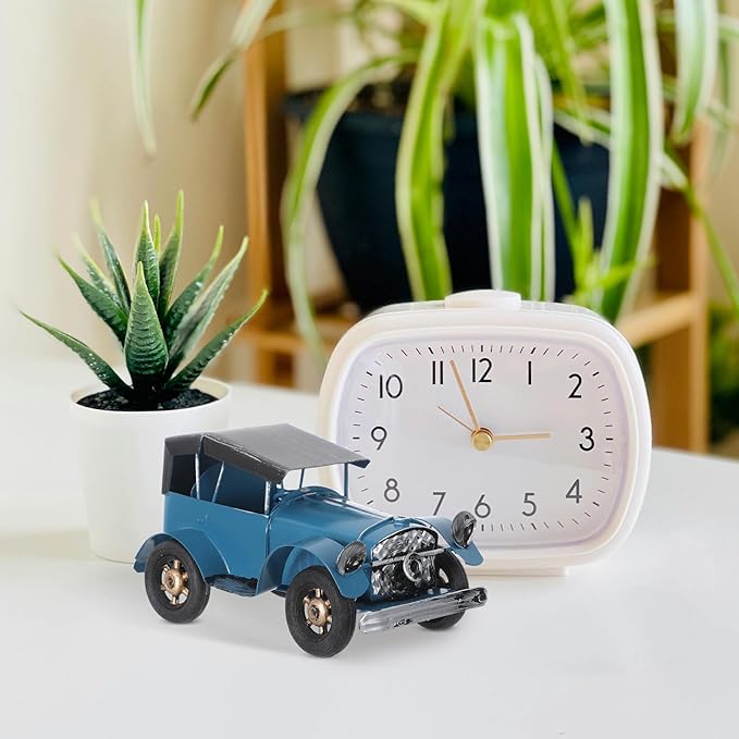 Classic Automobile Model - Blue Vintage Car Figurine Home Decor - Metal Vehicle Figurine Cave Garage Decor Present for Collectors