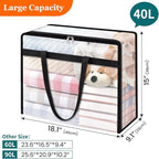 8 Pack Clear Storage Bags for Comforter, Clothes & Bedding, Plastic Blanket Storage with Zipper and Handle, Moving Bags, Closet Organizer and Under-Bed Storage (40L)