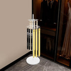 Floor Standing Belt Display, 66 Inch Tie Rack Belt Display Shelf with 31 Hooks, Adjustable Feet Belt Display Stand for Clothing Stores, Retail Stores (White)
