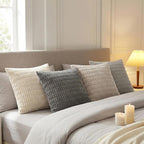 Fancy Homi 4 Packs Decorative Throw Pillow Covers for Living Room Couch Bed, Modern Farmhouse Boho Home Décor Accent Cushion Case, 12" x 12", Grey Series