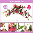 Artificial Flowers for Outdoor, 2 Bundles UV Resistant Fake Plants Decoration Realistic Faux Silk Flowers No Fade Plastic Flowers for Outside Planters Home Porch Patio Yard Garden Decor