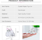 HDCRYSTALGIFTS 2.8inch Crystal Hippo Figurines Collectibles Gift for Women Art Glass Hippopotamus Statue Animal Paperweight Ornament for Table Home Decoration