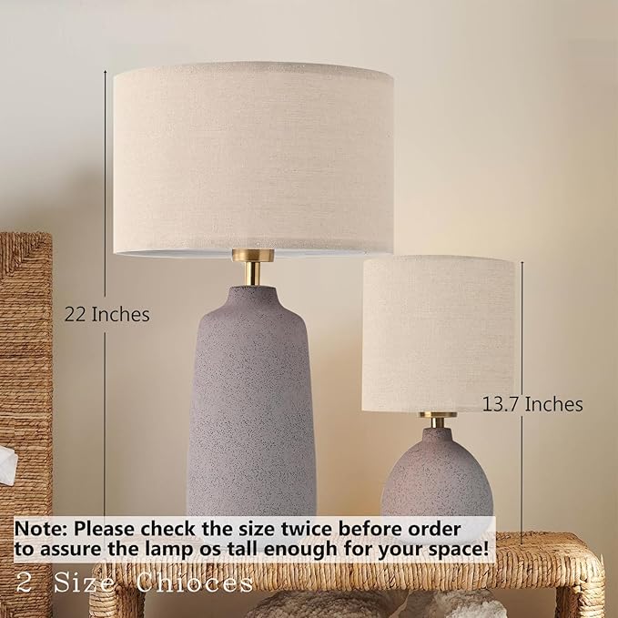 BrightWe Earth Brown Ceramic Table Lamp Set of 2 Tall 22in Lamps for Living Room End Table Bedroom Farmhouse Rustic Lamp Set Bedside Nightstand Lamps Set of Two Side Table Lamps, 22IN