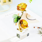 YWHL 50th Wedding Anniversary Rose Gifts for Parents Grandparents, 50 Years Happy for Couples, Crystal Rose Figurine with Amber Diamond, Romantic Valentines Day Present for Wife