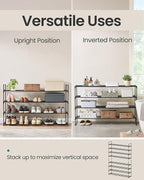 SONGMICS Shoe Rack, 4-Tier Shoe Organizer, Metal Storage Shelf, Upright or Upside Down, for 25-30 Pairs, Stackable, for Entryway, 11.8 x 46.1 x 28.4 Inches, Black ULSA034B01